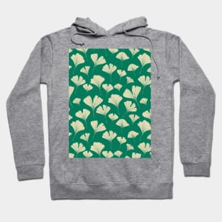 Ginkgo biloba leaves botanical pattern in dark green Hoodie